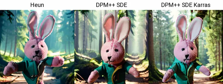 pink hare puppet, forest