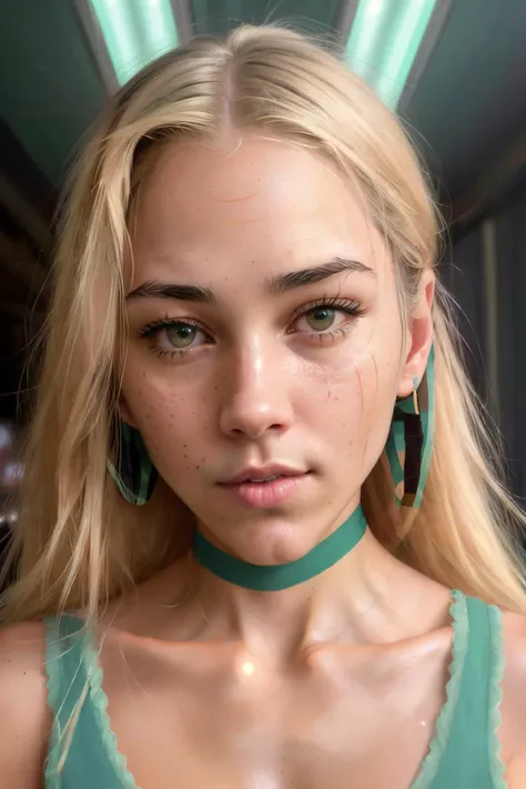 portrait photo of izzyGre1,(blue and green striped shirt), (dirty blonde hair), alluring portrait, intricate, highly detailed, digital painting, artstation, concept art, naughty, sharp focus, cinematic lighting, illustration, art by artgerm and greg rutkowski, alphonse mucha, cgsociety