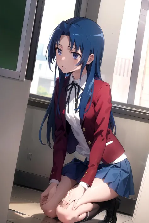 Masterpiece,best quality,<lora:ami-toradora-10:0.8>,ami kawashima, school uniform, red blazer, blue skirt,