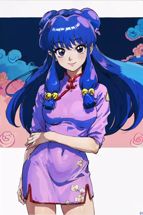 <lora:shampoo_v1_locon:0.85>shampoo \\(ranma 1/2\\), chinese clothes,dress,
(best quality, masterpiece, RAW photo,ultra-detailed:1.2), <lyco:GoodHands-beta2:1.0>,1girl,solo,looking at viewer, smile,