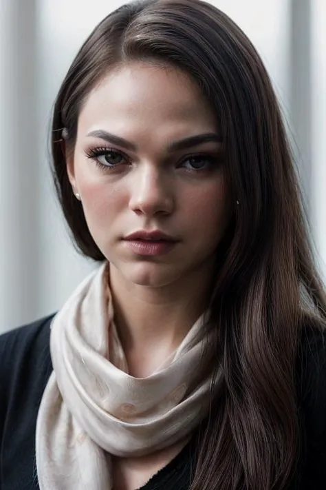 amazing portrait photo of athefar, petite, no makeup, (silk scarves:1.3), (wide eyes) ProfessionalDetail, SkinDetail <lora:CoolWear:0.6> <lora:hinaFujiPro400HC:1> <lora:add_detail:0.75> close portrait