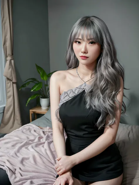 luda in black top, long grey hair, hair bangs, cute asian girl, 20yo, half body, sexy pose, looking to camera
dark bedroom, rim lighting, two tone lighting, dimly lit, low key
, hyper realistic lifelike texture dramatic lighting unrealengine trending on artstation,award winning photo,nikon RAW photo,8 k,Fujifilm XT3,masterpiece, best quality, realistic, photorealistic,ultra detailed,extremely detailed face,
<lora:luda-sd1.5-n30-e525-000004:0.77> <lora:epiNoiseoffset_v2:0.5>