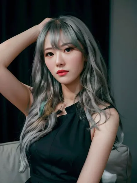 luda in black dress, long grey hair, hair bangs, cute asian girl, 20yo, half body, standing,
dark room, rim lighting, two tone lighting, dimly lit, low key
, hyper realistic lifelike texture dramatic lighting unrealengine trending on artstation,award winning photo,nikon RAW photo,8 k,Fujifilm XT3,masterpiece, best quality, realistic, photorealistic,ultra detailed,extremely detailed face,
<lora:luda-sd1.5-n30-e525-000004:0.7> <lora:epiNoiseoffset_v2:1>