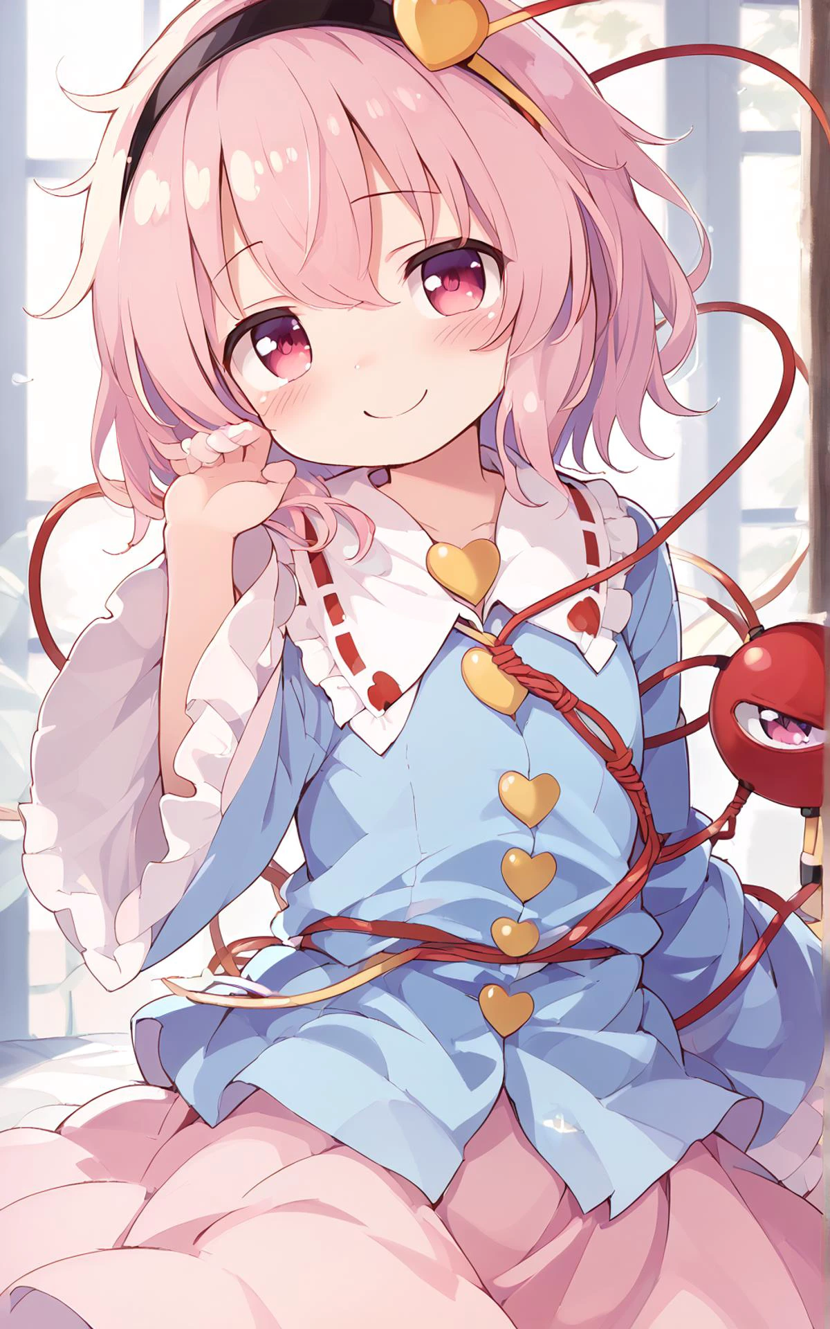 score_9, score_8_up, score_7_up, BREAK
source_anime, best quality, masterpiece, BREAK
mhy,aba Break
1girl,solo, skinny, BREAK
dynamic angle, drastic pose,aba,
<lora:satori.pony:1> komei .satori, pink eyes,third eye, pink hair,blue shirt, frilled shirt collar, frilled sleeves, wide sleeves, pink skirt,hairband,
BREAK
li, kawaii ,official art, official wallpaper, 8k detailed wall paper,ultra detaile,
klg,nto,aro,zun,ayb,zri,uum,(uun),ayb,uum,zri,zun,hij,qhy,
lover's face,joyful eyes, delighted gaze,joyful expression, innocent smile, carefree posture, bubbly personality, radiant face, playful ambiance, heartwarming vibe, vibrant colors, laughter-filled,peaceful expression, eyes slightly open, soft smile,flowing hair, gentle breeze, cozy ambiance, content smile effortlessly,genuine laughter warmly,ecstatic joyful expression,vibrant laughing eyes,overwhelmingly joyful mood,
watercolor,
BREAK
hairs between eyes,Facing the lens,baku_p <lora:baku_p-000001:0.03> <lora:baku_p-000005:0.12> <lora:baku_p-000003:0.24> <lora:baku_p-000020:0.25> <lora:baku_p:0.25>
<lora:cedar-lyco-pony:0.08> <lora:Shuz-v3-PDXL:0.04>