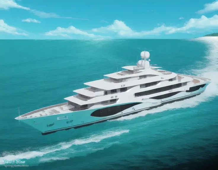 <lora:Yacht:0.9> , Yacht , sea , sky , black , very high quality , blue sky , turquoise sea