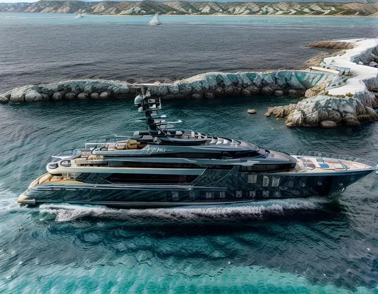 <lora:Yacht:0.9> , Yacht , sea , sky , black , very high quality , blue sky , turquoise sea