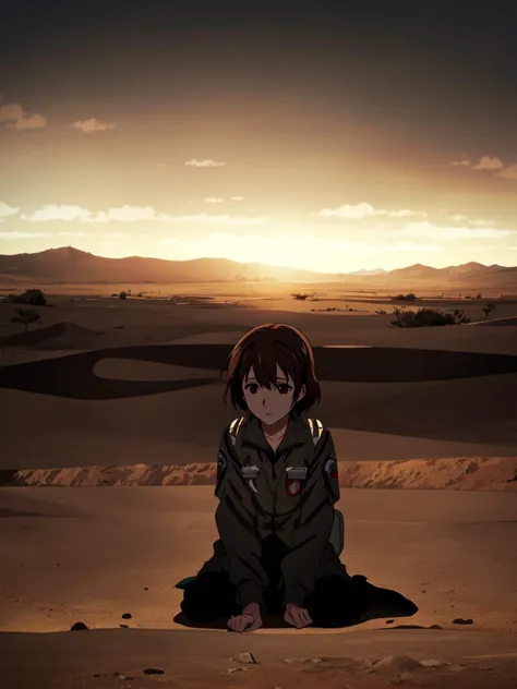 masterpiece, best quality,
1girl, (solo),
("       ")
brown hair,
small eyes,
"  ",
(pilot:1.2)
desert,
dark, gloomy, depressive, depressing, bleak  
<lora:animemix_v3_offset:0.8>