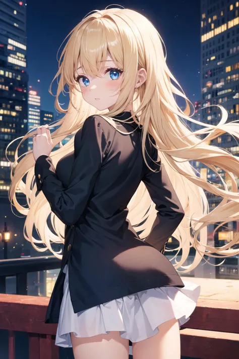 1girl,RAW photo, soft light,in the city,actress,wavy long blond hair,looking back, crystal eyes,