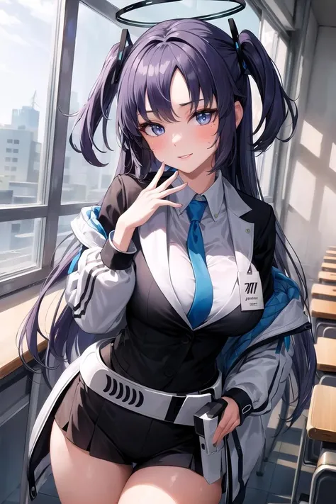 Highest quality, Soft Light, Ultra-high resolution,People Girls, alone, sexy, (Ecstatic face), (Purple eyes), Beautiful face in every detail,(High resolution detail of human skin texture), (Black long hair), break,Dress shirt,tie,Blazer uniform,Pleated skirt,Black Stockings,(Fellatio gestures:1.2), (Open your mouth:1.2),tongue,Sigh,Spread your legs,My leg is being grabbed,Look into the viewer