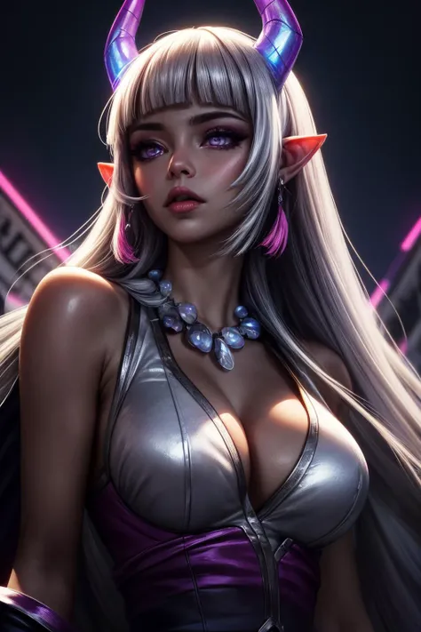 Goddess ((goddess-like woman)), slim, elegant silhouette, masterpiece, (close angle), best quality, pale skin, fair skin, sweet face, (masterpiece: 1.2, best quality), (real image, intricate details), (1 lady, solo, medium tits, small waist, ), ((Jinx/LOL)), beautiful face, kissable lips, very long white hair, slicked back hair, (very long white hair), white hair , VERY LONG HAIR , (very long white hair), perfect makeup, realistic face, detailed red pink eyes, (red pink eyes) bright red pink eyes, very long hair, eyelashes, mouth slightly open, she has an impressive presence, bracelet, hoop earrings, jewelry , beautiful face, beautiful eyes, side view, side view, she is wearing a white Cut Out Straps Dresses, upper body view, sweet irresistible smile, elegant pose, elegant hands, beautiful hands, perfect fingers, background: old town, medieval city, stone houses market place,