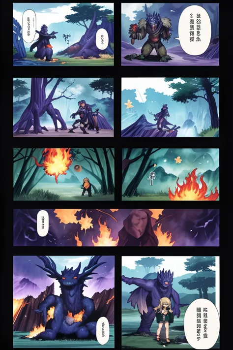 1boy and 1girl, fantasy, attacking monsters, fire, magic, forest
<lora:MangaGen1:1.25> <lora:mangaC:2.5> manga,frame,speech bubble,color
<lora:LCM_LoRA_Weights_SD15:1>