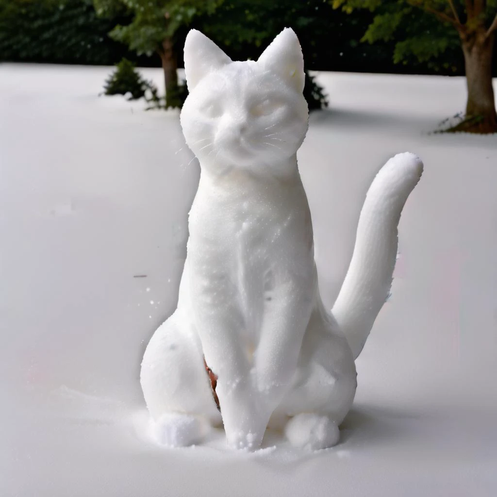 <lora:Aether_Snow_v1_SDXL_LoRA:0.8> full-body photo of cat made of snow, <lora:penisart:0.85> penisart,