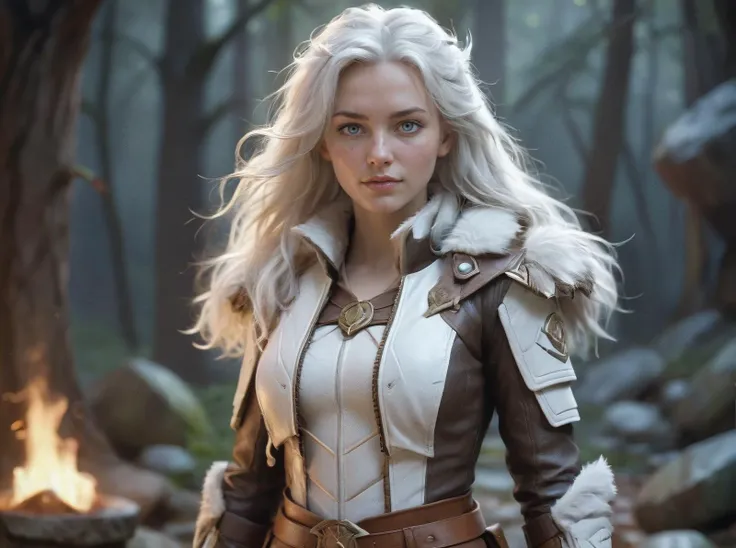 dragon hunter wearing a fur - lined dragonhide jacket!!! beautiful and gorgeous wild white long haired female!! symmetry,character concept art,sharp focus,illustration,art by artgerm! greg rutkowski magali villeneuve wlop! ilya kuvshinov!! sylvain chomet and charlie bowater,octane render,unreal engine 5,highly rendered!!,astral healing temple,energy healing,spiritual rejuvenation,balancing life forces