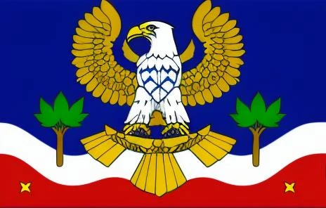 fictional country_flag,colors,hd quality,full complete,symbols,detailed,with falcon symbols