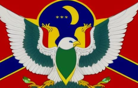 fictional country_flag,colors,hd quality,full complete,symbols,detailed,with bird symbol