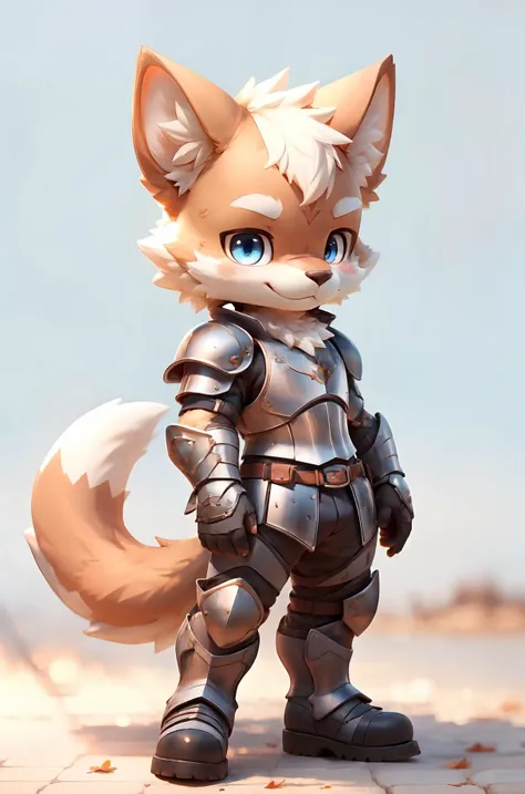 1boy,boy,solo,furry,kemono,pupils,bright_pupils,a tail,armored_boots,shoulder_armor,