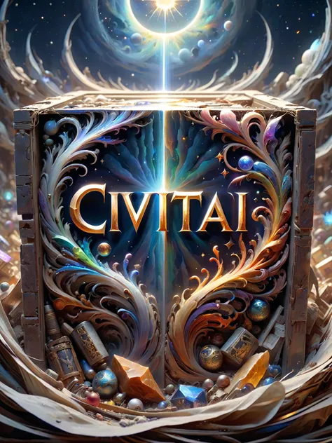 (("CiViTaI") text logo:1.3),ethereal fantasy concept art of masterpiece,best quality,RAW macro photo of (just some garbage that someone put in a box/frame) . magnificent,celestial,ethereal,painterly,epic,majestic,magical,fantasy art,cover art,dreamy,<lora:Harrlogos_v2.0:1>,