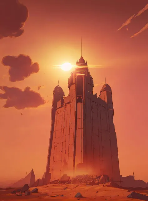 draw of a place,
mars, sun, pink sky, astronaut far, ruins, castle
<lora:Paint_style-000007:.8>