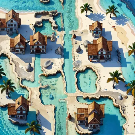 <lora:2D游æåºæ¯_å¤å¶:1> a sunny tropical island, sandy beaches, palm trees