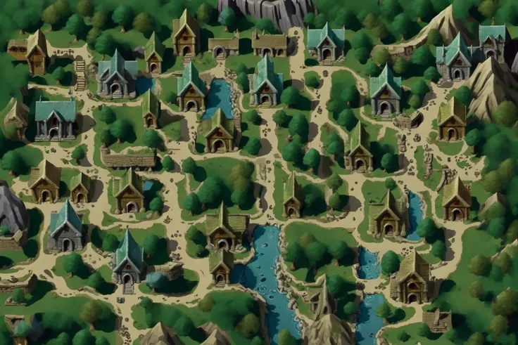 <lora:2D游æåºæ¯_å¤å¶:1> Lord of the Rings, elf village, RIvendell