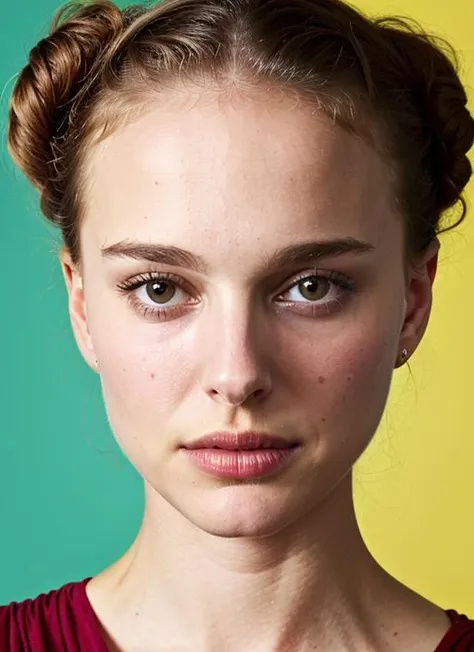 close up portrait of sks woman , by Flora Borsi, style by Flora Borsi, bold, bright colours, ((Flora Borsi)), by Dorothea Lange, <lora:lora-small-natalie-portman-v1:1>