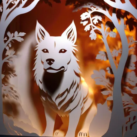 Photorealistic portrait of <lora:KIRIGAMI:1>KIRIGAMI - Kirie. Kirigami. dogs, cats, pets, cute, told in layered Papercutting. Shadowbox. Layered, Fine details. Professional art. High production value. Augmented projection mapped lighting showing lifelike microscopic details. laser etched detail. Story telling craft.