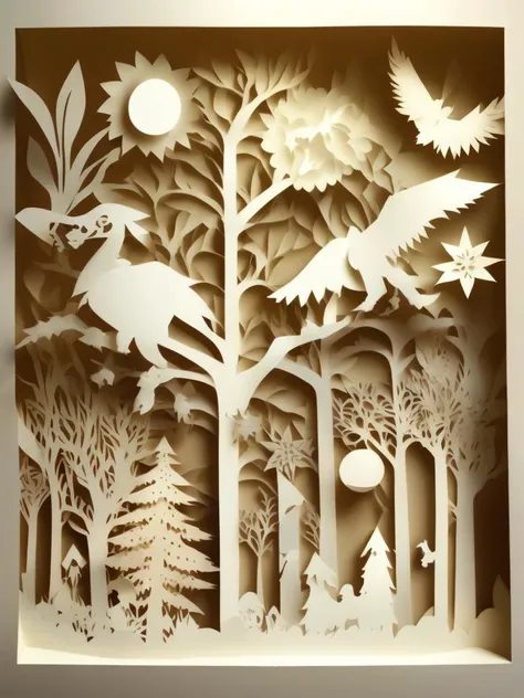 <lora:KIRIGAMI:1>KIRIGAMI style papercut diorama of a christmas scene