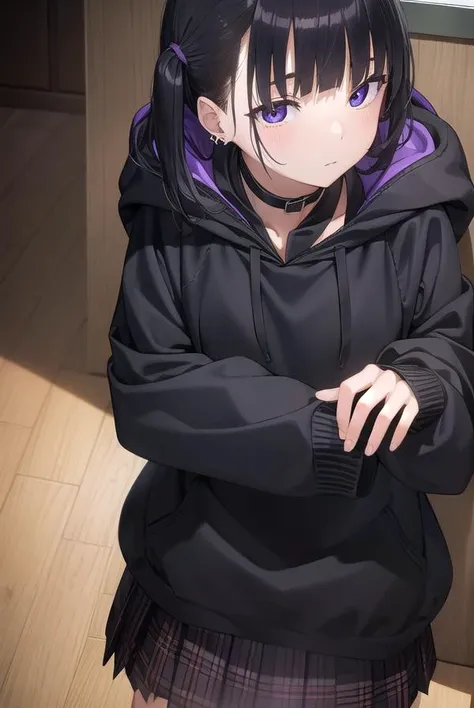 noakashihara, <lyco:noakashihara-lyco-nochekaiser:1>,
noa kashihara, bangs, black hair, twintails, medium hair, piercing, ear piercing, (purple eyes:1.1), earrings,
BREAK skirt, long sleeves, choker, hood, collar, sleeves past wrists, hoodie, plaid skirt,
BREAK indoors,
BREAK looking at viewer, (cowboy shot:1.5),
BREAK <lyco:GoodHands-beta2:1>, (masterpiece:1.2), best quality, high resolution, unity 8k wallpaper, (illustration:0.8), (beautiful detailed eyes:1.6), extremely detailed face, perfect lighting, extremely detailed CG, (perfect hands, perfect anatomy),