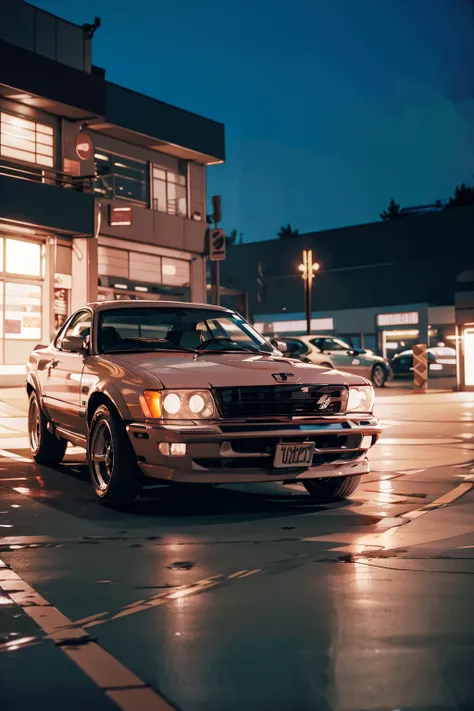 a car, night city,epic photo, <lora:80'sFusion:0.5> <lora:Edob69MustangBoss_v1.0:1>