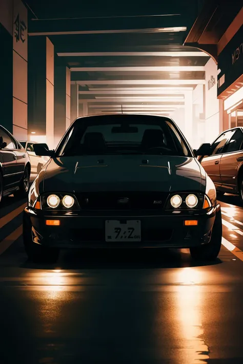 1 car,driving a night city,epic photo, <lora:80'sFusion:0.6>