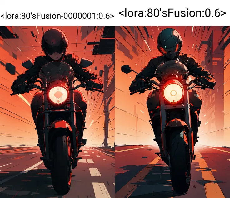 motorcycle,emphasis_lines, holding, motion_lines, rain, red_background, red_sky, red_theme, solo, speed_lines, <lora:80'sFusion-0000001:0.6>