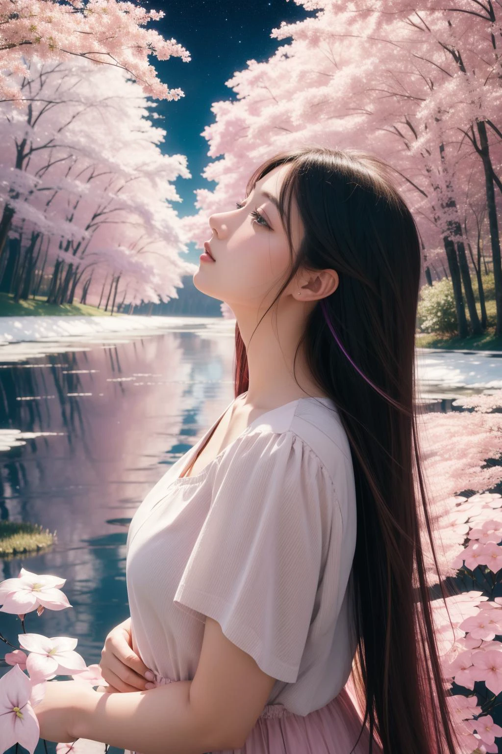 1girl, masterpiece Pastels artwork, surreal, side-profile of a [Unconventional:Visual:6] Pressured Red ([Jay:Dogwood:4]:1.3) , complex deep purple background, lush vegetation and reeds, Summer, horizon-centered, Overdetailed art, Fantasy, Rusticcore, Moonlight, macro lens, dark rainbow color grading, Swirling, ethereal magical atmosphere, contest winner, masterpiece, (abstract art designed by Harry Kingsley:1.1) , dream, vivid