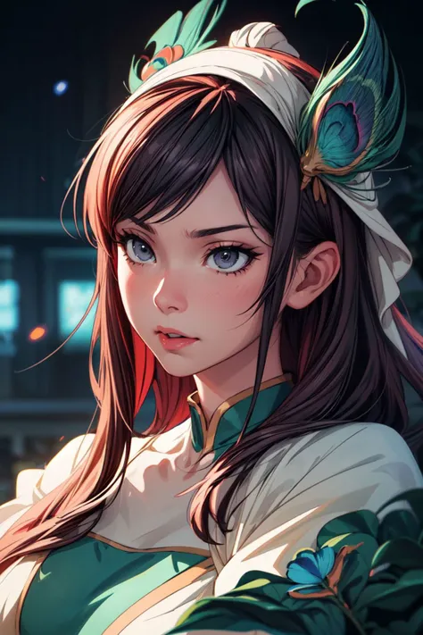 cinematic film still (portrait art by Ross Tran:0.7) and Tanya Shatseva and Wes Anderson, Cycles render, Chibi Anime, Kindhearted (Peacock:1.1) , soft focus, Realistic, Regret, appealing, Direct light, F/2.8, Grayscale, Movie concept art, extremely detailed CG Unity 8k wallpaper, unreal engine, <lora:add_detail:1>, (Studio ghibli style, Art by Hayao Miyazaki:1.2), Anime Style, Manga Style, Hand drawn, cinematic sensual, Sharp focus, humorous illustration, big depth of field, Masterpiece, concept art, trending on artstation, Vivid colors, Simplified style, trending on ArtStation, trending on CGSociety, Intricate, Vibrant colors, Soft Shading, Simplistic Features, Sharp Angles, Playful . shallow depth of field, vignette, highly detailed, high budget, bokeh, cinemascope, moody, epic, gorgeous, film grain, grainy
