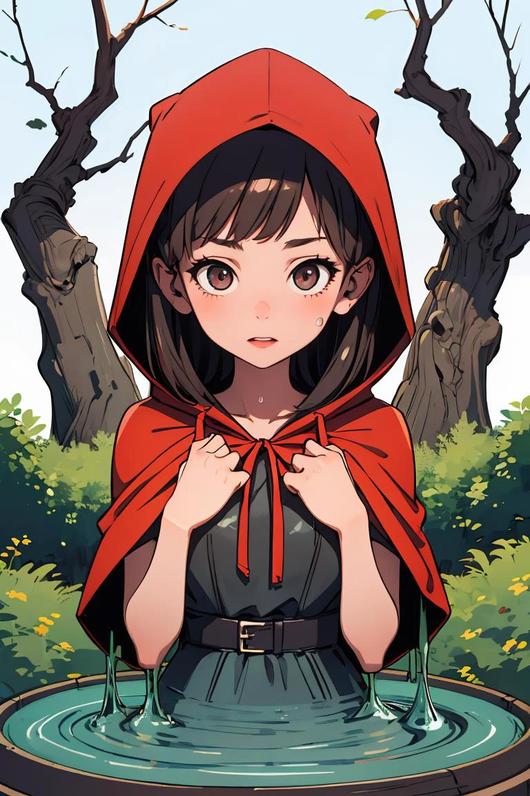 (masterpiece, best quality), 1girl, <lora:sticky-lion:1> dripping, transparent slime, <lora:little_red_riding_hood_v0.1:1> little red riding hood