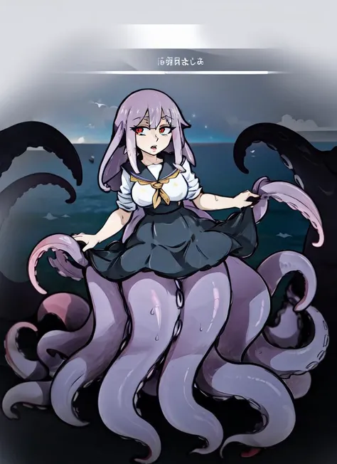 ((best quality)), ((highly detailed)), masterpiece, absurdres, (detailed eyes, deep eyes), (1girl), dynamic pose, full body, (((very wide shot))), ((barefoot)), <lora:aiomonstergirls_loraLocon:1>, (((scylla))), (((octopus girl))), standing, (tentacles:1.33), (suction cups:1.33), (fused:1.33), ((tentacle legs)), <lora:Squidlegs_V1.0:.6>, squidlegs, medium breasts, (skirt), partially underwater, (outside, at the coast, horizon, <lora:Concept_RockyBackdrop:1>, rocky backdrop, seagulls, waves, wet hair, twilight, shooting star), <lora:BiggyDeez:.9>
