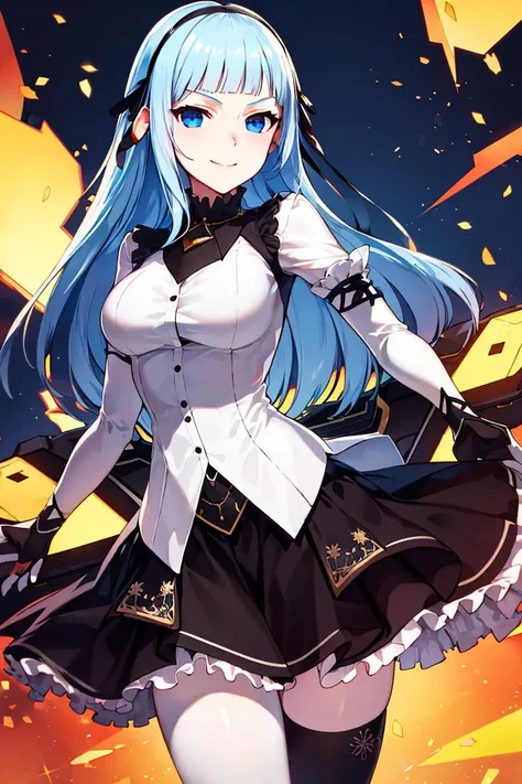 ((masterpiece,best quality)), absurdres, <lora:Violet_Closers:0.8>, Violet_Closers, solo, smiling, looking at viewer, cowboy shot, cinematic composition, dynamic pose