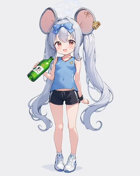 saya \(blue archive\),1girl, ear_tag, shorts, simple_background, white_background, full_body, twintails, mouse, halo, white_footwear, white_shirt, holding_bottle, hair_bow, looking_at_viewer, mouse_tail, solo, open_mouth, alternate_costume, standing, small_breasts, forehead, sleeveless, gym_uniform, animal, sneakers, blush
<lora:saya_(blue_archive)_image325_2023-11-28-000025:1>halo. gorgeous,key visual, vibrant, studio anime,award-winning, professional, highly detailed,high budget, cinemascope
