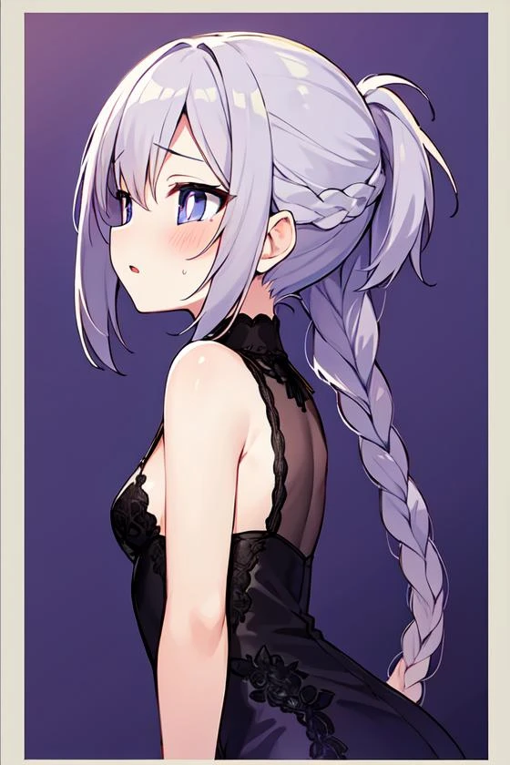 masterpiece,best quality,upper body,1girl,small breasts,Lace overlay sheath dress,purple theme,gouache \(medium\),fading border,braided ponytail,slit pupils,panicking,from side
Negative prompt: (EasyNegative), (bad-hands-5), an6, verybadimagenegative_v1.3, (worst quality, low quality:1.2), (missing fingers, missing hands, missing legs:1.4) (extra limbs, extra fingers, extra hands, extra legs:1.4), (mutate fingers, mutated hands, mutated legs:1.4), (malformed hands, malformed fingers, malformed legs:1.4), (poorly drawn hands, poorly drawn face), (text, signature, watermark, username),nsfw,
Steps: 20, Sampler: DPM++ 2M Karras, CFG scale: 5, Seed: 1260382622, Size: 512x768,