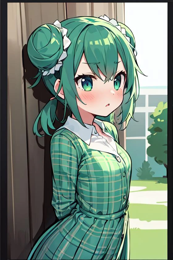 masterpiece,best quality,upper body,1girl,small breasts,Plaid fit and flare shirt dress,green theme,dakimakura \(medium\),outside border,double bun,compound eyes,worried,cowboy shot
Negative prompt: (EasyNegative), (bad-hands-5), an6, verybadimagenegative_v1.3, (worst quality, low quality:1.2), (missing fingers, missing hands, missing legs:1.4) (extra limbs, extra fingers, extra hands, extra legs:1.4), (mutate fingers, mutated hands, mutated legs:1.4), (malformed hands, malformed fingers, malformed legs:1.4), (poorly drawn hands, poorly drawn face), (text, signature, watermark, username),nsfw,
Steps: 20, Sampler: DPM++ 2M Karras, CFG scale: 5, Seed: 1260382668, Size: 512x768,