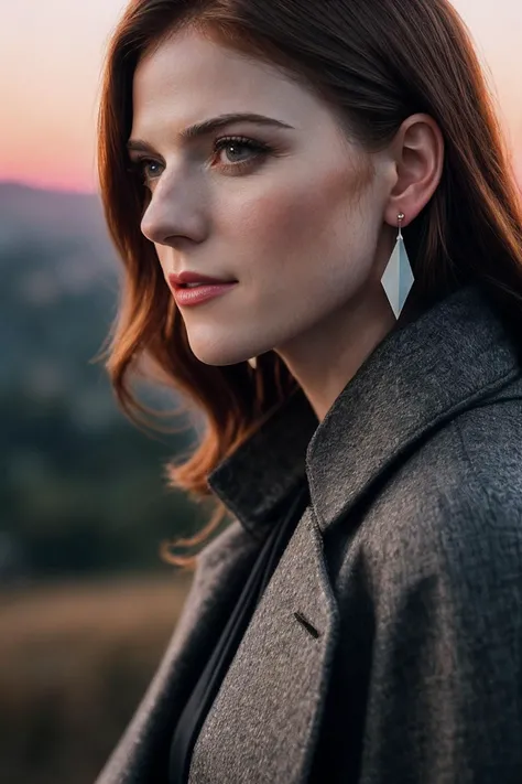 RoseL_SoloTI_v1,
(modern photo, Steel Gray Wool-blend cocoon coat in a modern geometric pattern for a chic look:1.1), closeup portrait, 85mm, (analog, cinematic, film grain, hazy atmosphere:1.3), ((outside, sky and hills background, sunset:1.2)), detailed eyes, (painted lips), (seductive),earrings, (cinematic shot:1.3),
<lora:add_detail:0.6>, PA7_Portrait-MCU,
