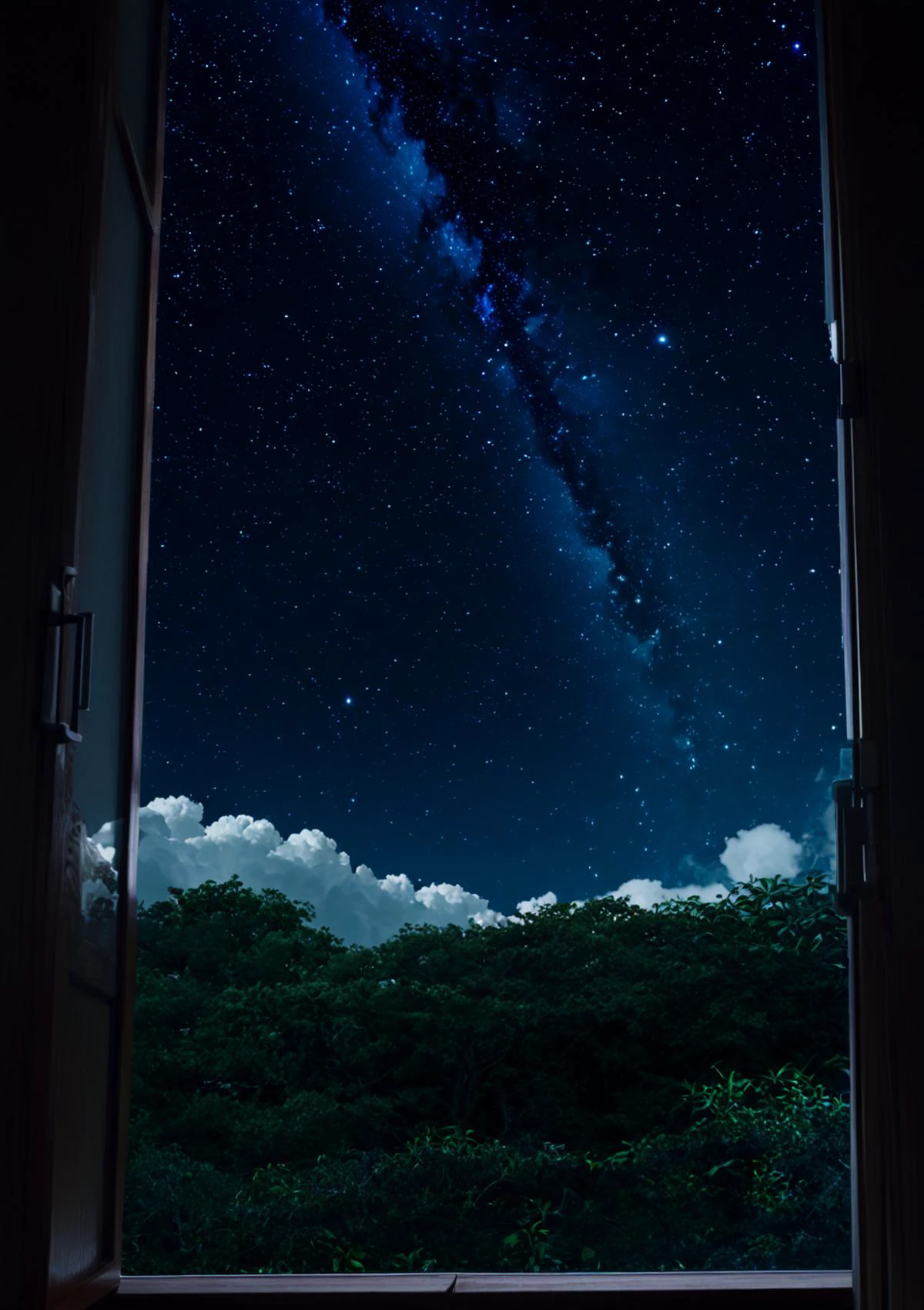 SDXL_2D_Zip, high resolution image of <lora:detailed_backgrounds_v2:1> absurdres best quality anime aesthetic image of view from below a closed window inside a dark room, the starr night sky above outside