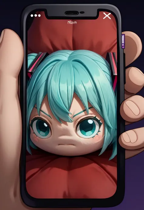 score_9, score_8_up, score_7_up, source_anime, PhonePOV, <lora:StevechopzPhone_XLPD:1.1>, phone,, rating_safe, <lora:Haunted Bean Plushie DoRA PDXL Anzhc:1>, haunted bean plushie, hatsune miku,