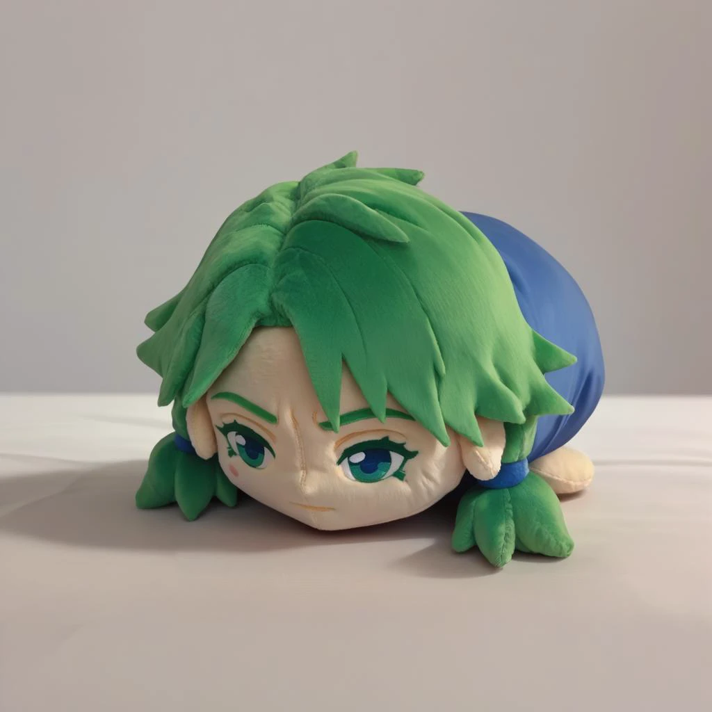 score_9, score_8_up, 1girl, solo,  <lora:NSCarolineStardew:1> NSCarolineStardew, NSCarolineStardew, Green hair, low twintails, short hair, mature  <lora:hauntedBeanPlushieThatWill_v10:1> haunted bean plushie