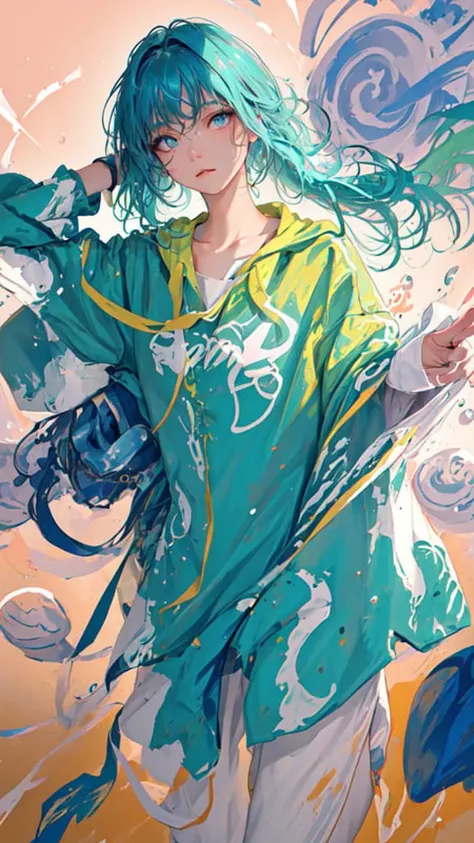 (masterpiece), (best quality), (ultra detailed),(disheveled hair),(illustration), (1girl), (Fashionable clothing), standing,Fashion model,looking at viewer, (interview), (simple background),beautifuldetailedeyes,delicate beautiful face,Floating,(high saturation),(colorful splashes),colorful bubble,(shining),focus on face,(realistic:1.3)