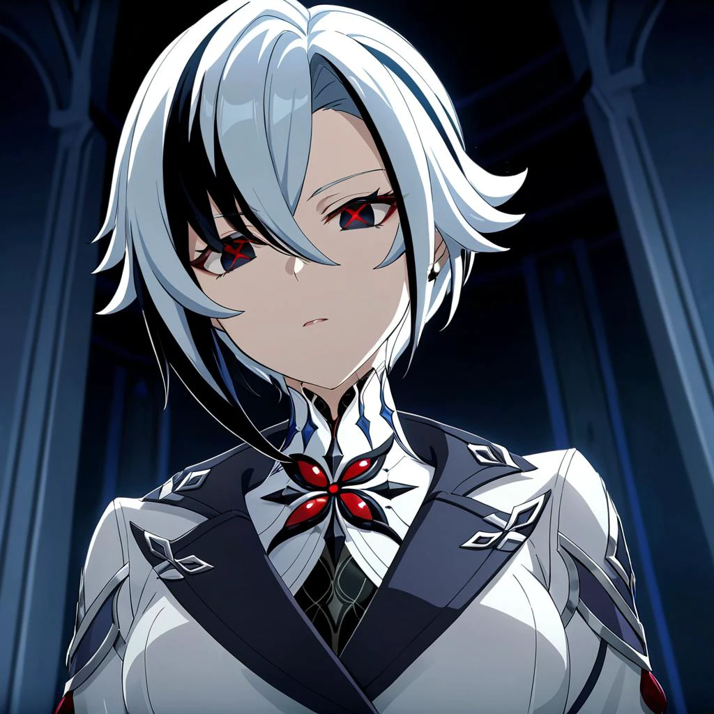 <lora:arlecchino_xl:0.7>,<lora:DetailedEyes_V3:1.6>,looking down,from below,shadow face,
anime screencap,best quality,
arlecchino_\(genshin_impact\),
dark room,lightly inserted,blurred background,
cowboy shot,