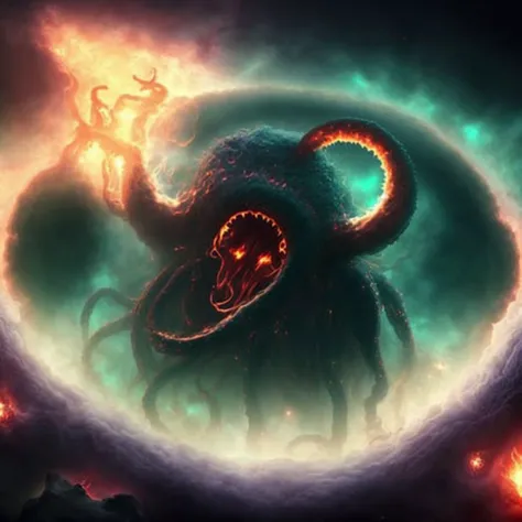 photo (BlackHole:1) Cult Leader summons the Beast from another dimension (TentacleBeast:1.1)