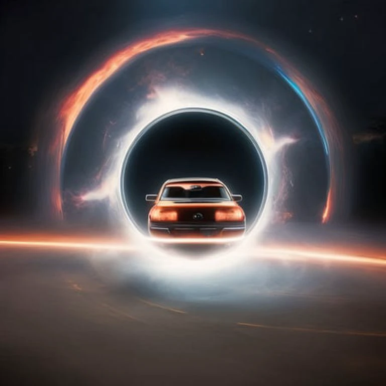 photo (BlackHole:1) a Car driving out of a Portal (CarXjohnson:1.1)