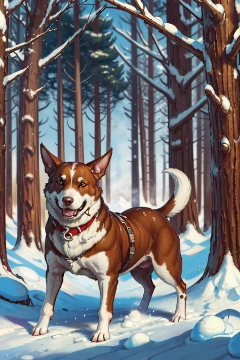 (fur:1.5), (fuzzy:1.5), (by marjani), (by sabuke), solo, (feral:1.6), CANINE, snowy tundra, domestic dog, carolina dog, long fur, very fluffy neck, thick tail, whiskerig butt, fluffy buttcrack, long snout, long ears, short stubby body, ((huge butt)), anatomically correct, (detailed lips wrinkle), female, pink collar, tailwag, isometric view, full-length portrait, morning, absurd res, in heat, (puffy canine pussy), brown anus, pussy squirt, raise butt, (posing for viewer), cute pose, eager, looking at viewer,