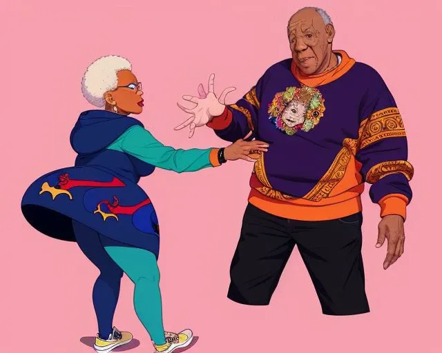 Bill Cosby accidentally breaking something irreplaceable , trending on artstation, HD, ((high quality)), vibrant color scheme, character design