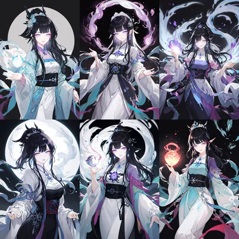 (otherworldly, otherworldly atmosphere, otherworldly appearance), highly insanely detailed, masterpiece, top quality, best quality, highres, 4k, 8k, RAW photo, (long_hair, long hair), collar, earrings, jewelry,
(random colors cloth, random colors hair, random long hair, dynamic hair, glowing hair),
long hair, eyelashes, eyeliner, makeup, hair over one eye,
(dynamic pose), (dynamic weather),
<lora:jyyå¤è£
v3:0.7:lbw=MIDD>, jyyv3, 1girl, <lora:GoodHands-beta2:1>, hanfu, reborn, fabulous, pure awesome, attractive, delicate, lovely, elegant, intricate,
(smiling at viewer), (fantasy world)